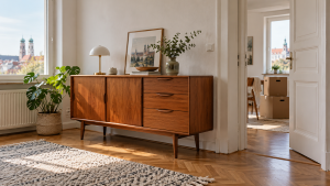 Gebrauchtes Holzsideboard in einer Augsburger Wohnung vor dem Umzug