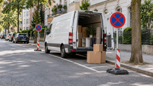 Möbeltaxi Augsburg in einer eingerichteten Halteverbotszone am Umzugstag