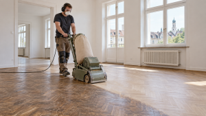 Parkettboden mit einer Schleifmaschine in Augsburg abschleifen